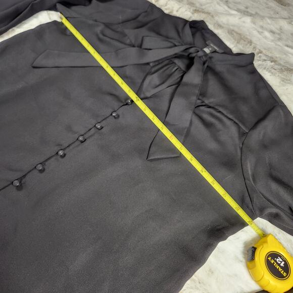 Halogen Black Flowy and Chic Tie Front V Neck Button Down Blouse Top Size XL - Picture 8 of 11